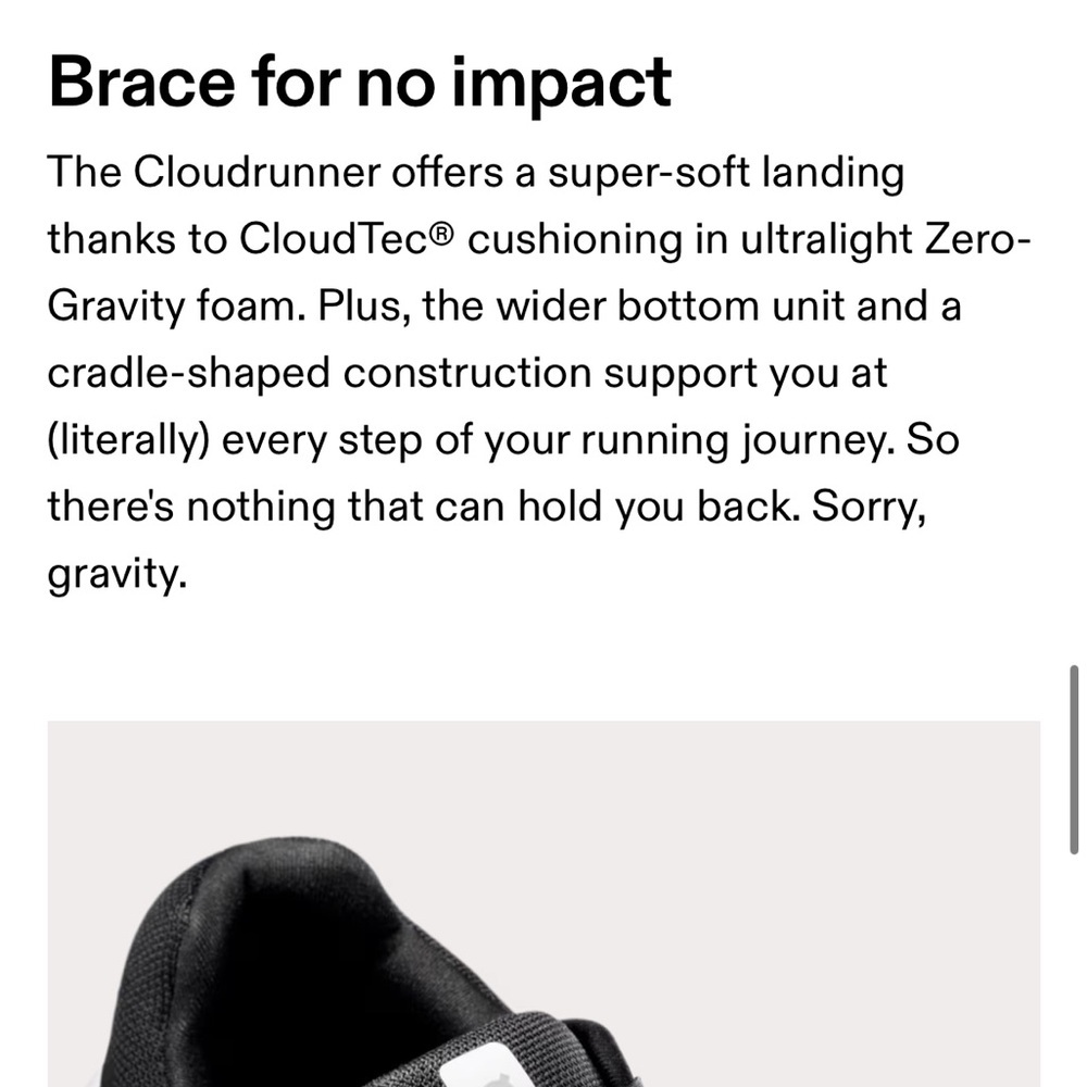 On Running Cloudrunner Sneaker Heron Black Purple Plush Cloud Tech Sz 10 - Picture 14 of 15